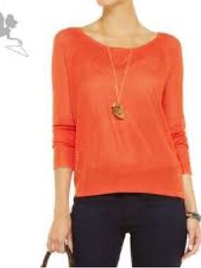 Rag & Bone Katya Orange Lightweight Open Knit Eyelet Sweater, Sz S Retail $178